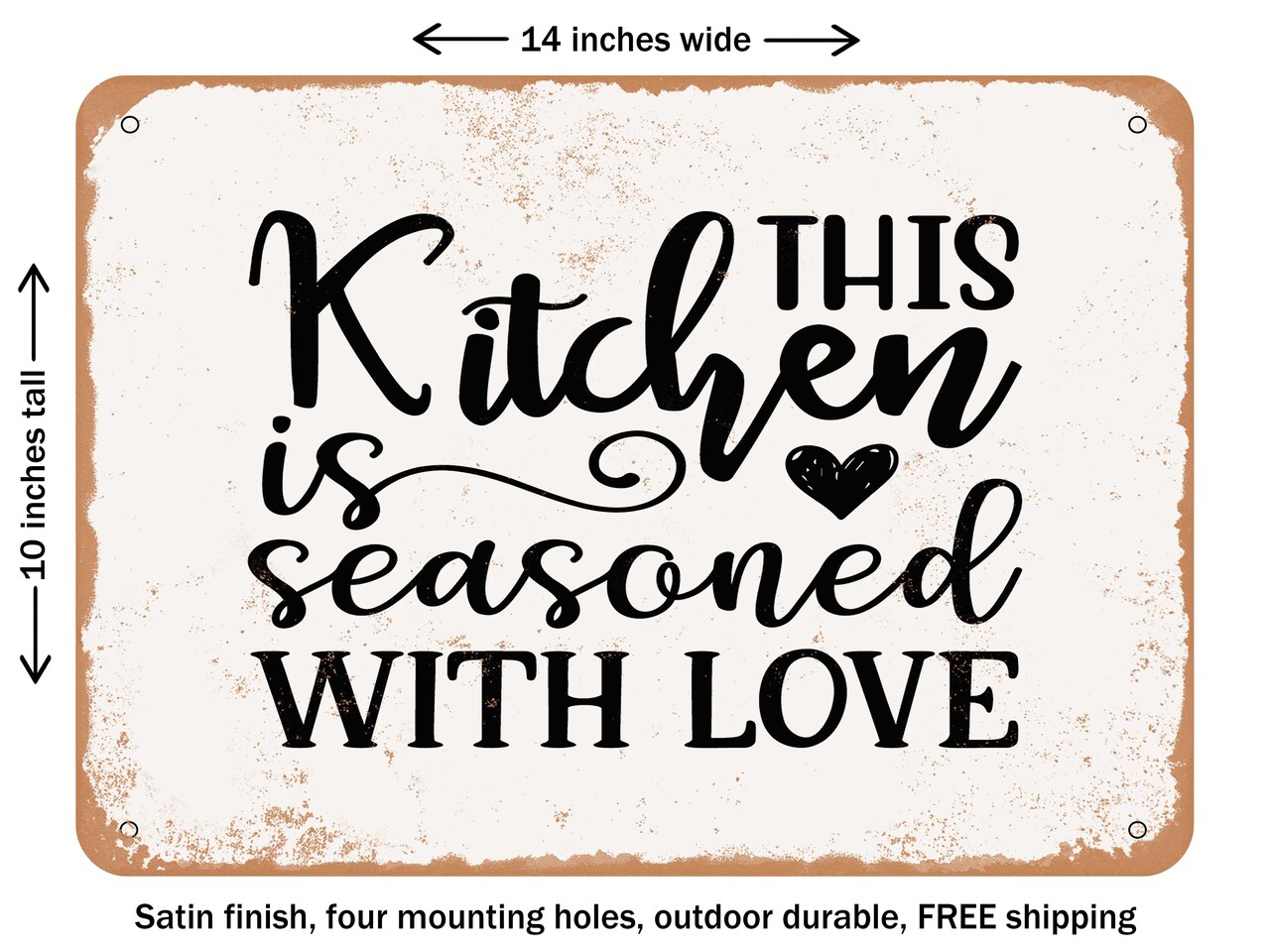 DECORATIVE METAL SIGN - This Kitchen is Seasoned With Love - 2 - Vintage Rusty Look